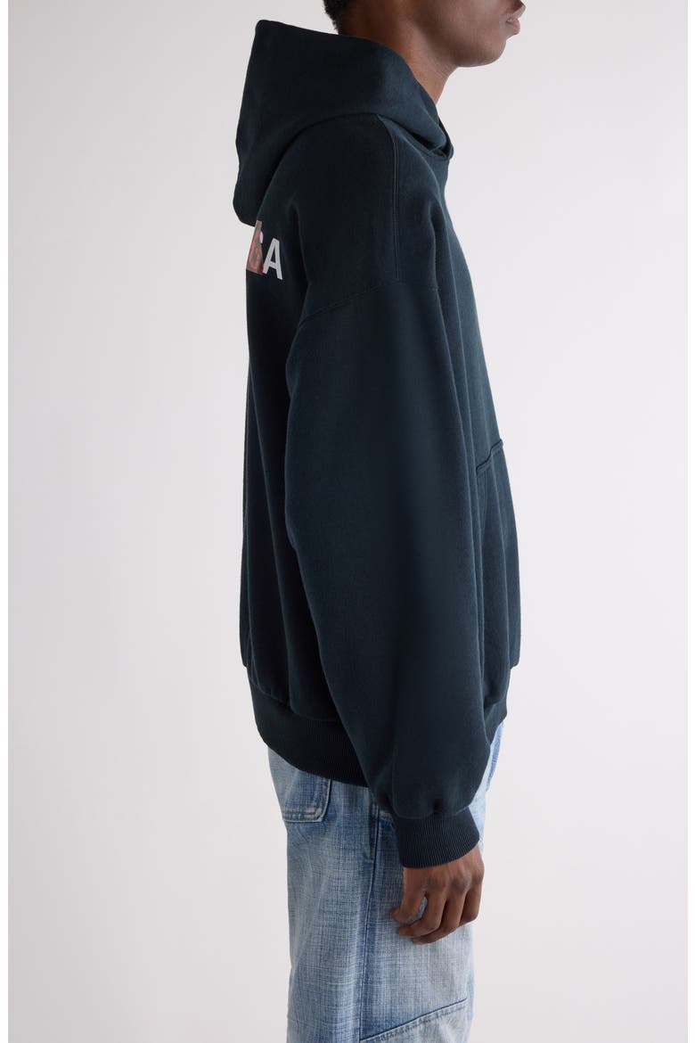 Medium Fit Taped Logo Graphic Hoodie, Alternate, color, FADED BLACK/ WHITE/ RED