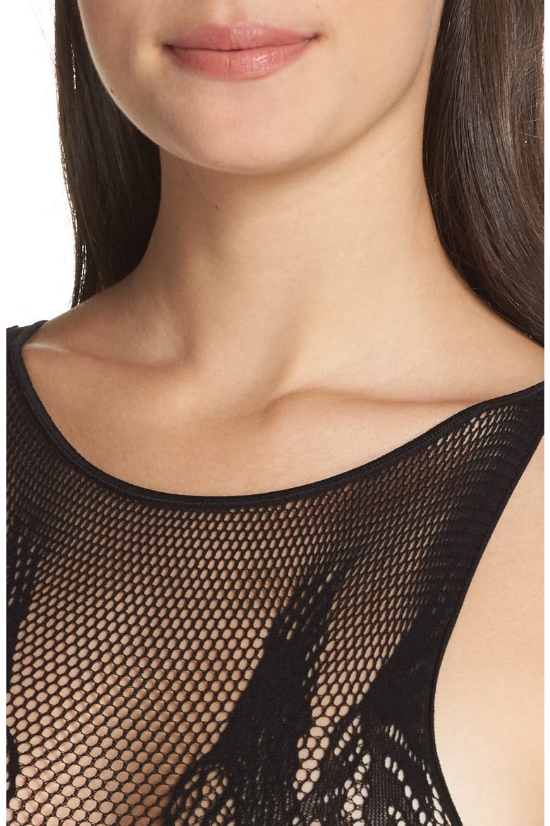 Sleeveless Fishnet Bodysuit, Alternate, color, BLACK