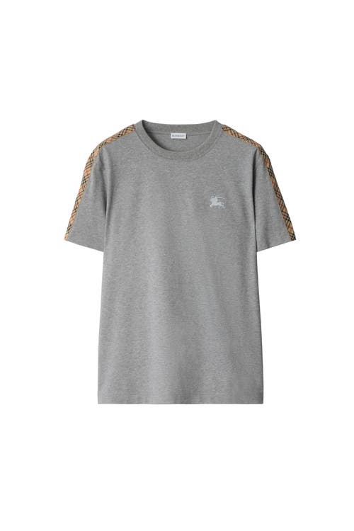 Burberry Check Trim Cotton T-shirt In Gray