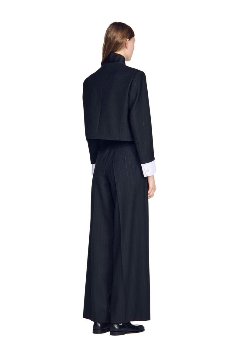 Short jacket with standing collar, Alternate, color, Black