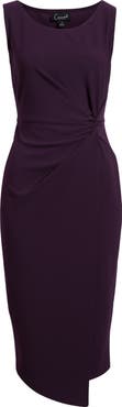 Connected Apparel Side Knot Sleeveless Sheath Midi Dress