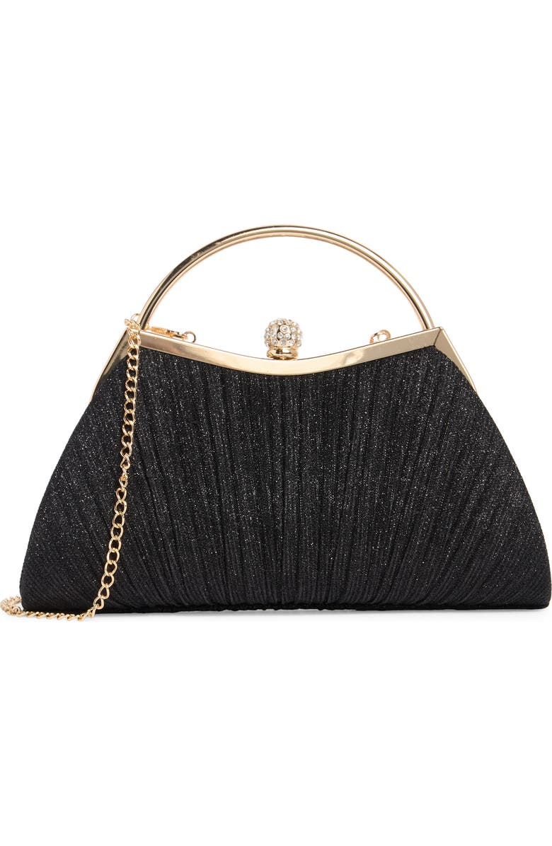 ALESSIA BIANCHI Glitter Curve Frame Clutch, Main, color, Black