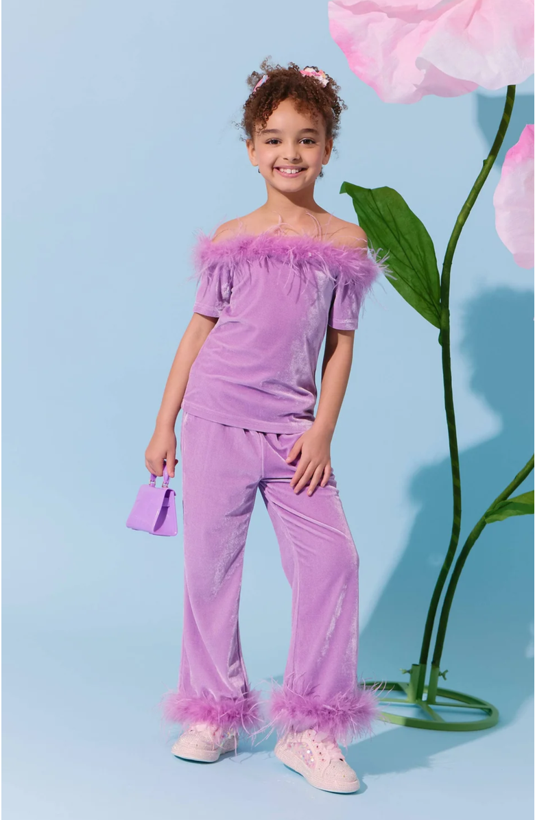 Lola + The Boys Velvet Feather Set, Alternate, color,
