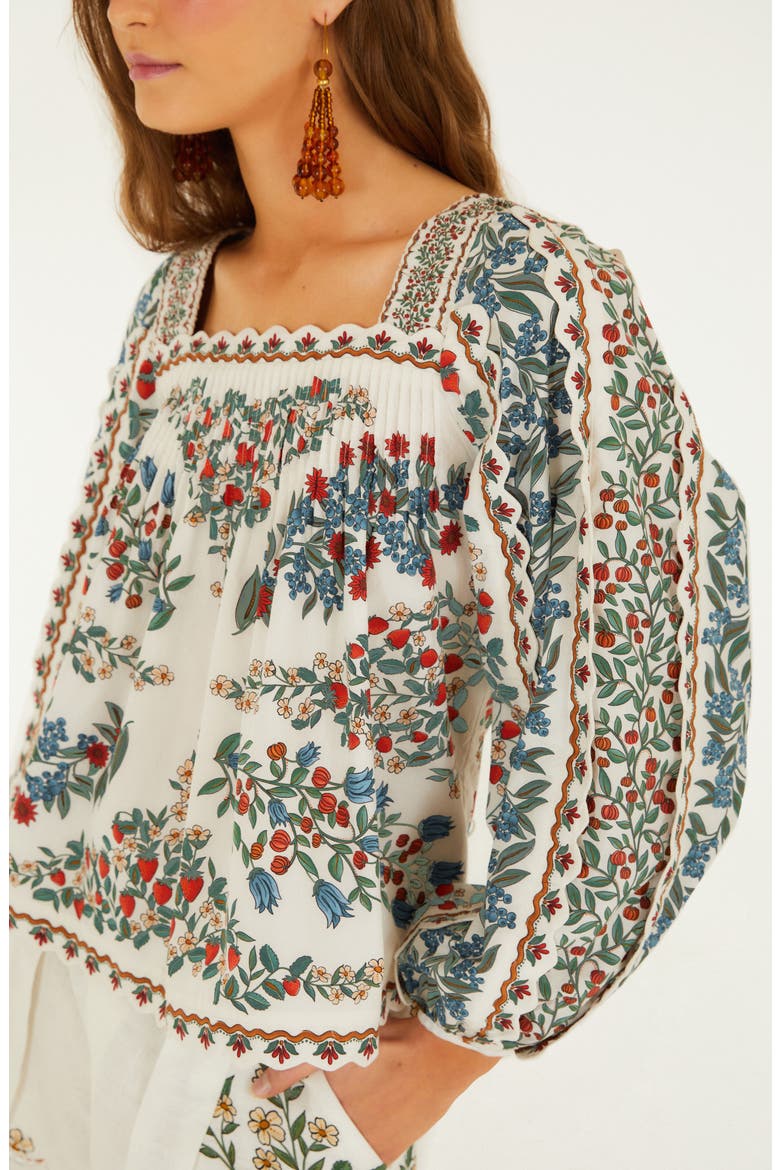 Fruit Beauty Scarf Long Sleeve Top, Alternate, color, OFF-WHITE