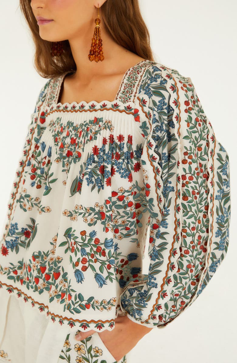 FARM Rio Fruit Beauty Scarf Long Sleeve Top, Alternate, color, Off-White