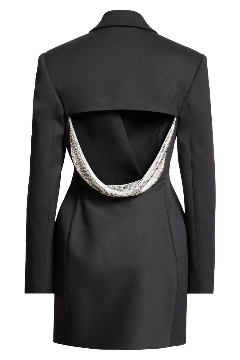 blazer dress with mesh sleeves Long Sleeve Mesh Bardot Blazer Dress White