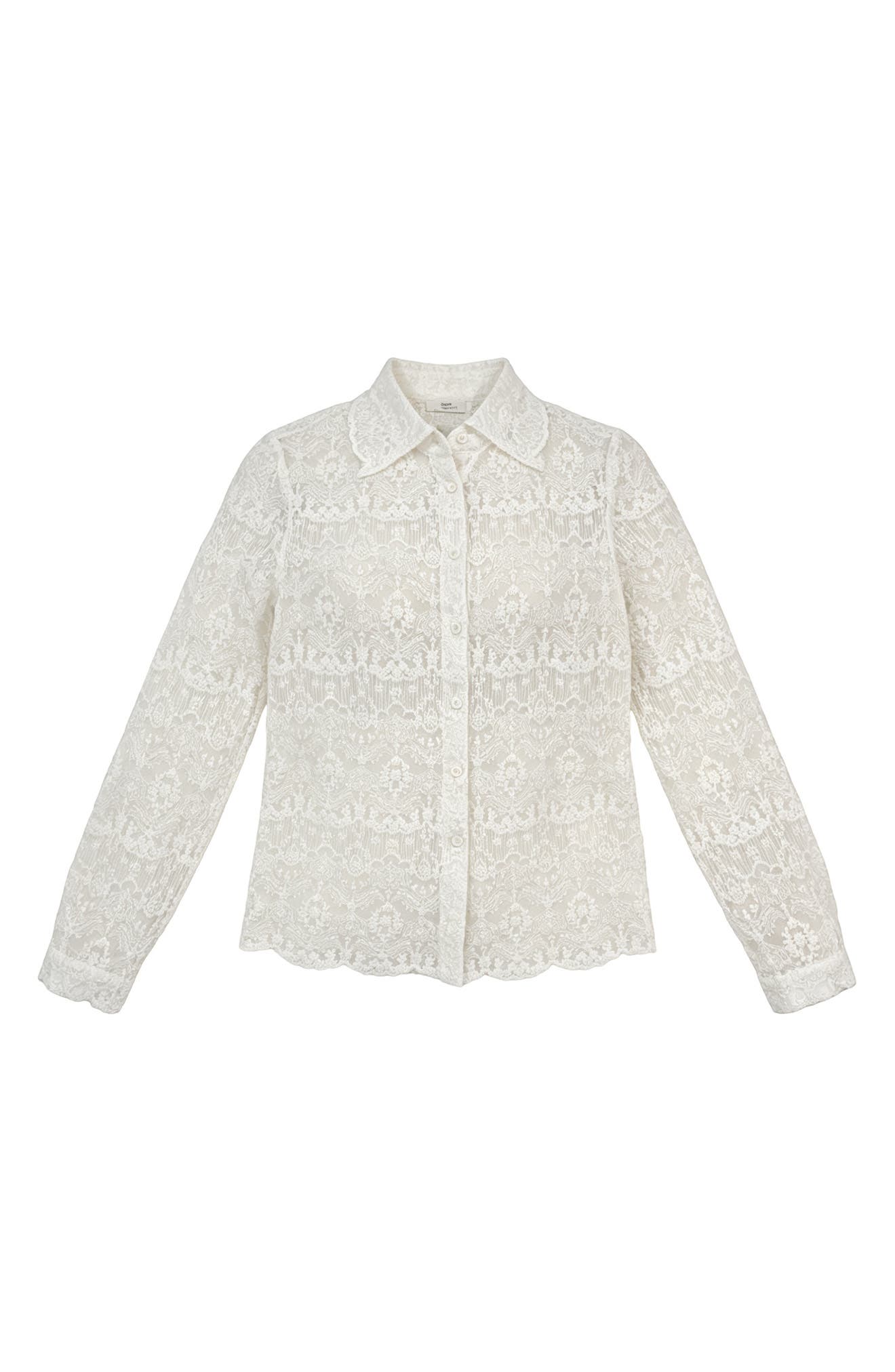 WDNY Long Sleeve Lace Button-Up Shirt