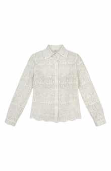 WDNY Long Sleeve Lace Button-Up Shirt
