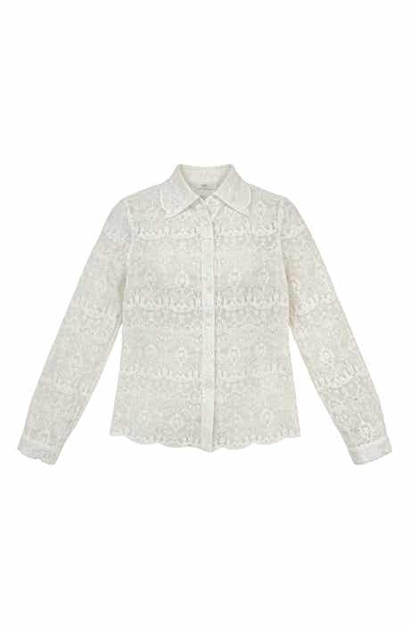 WDNY Long Sleeve Lace Button-Up Shirt