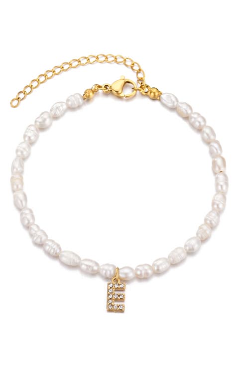 Freshwater Pearl Initial Charm Bracelet
