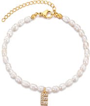 Adornia Freshwater Pearl Initial Charm Bracelet
