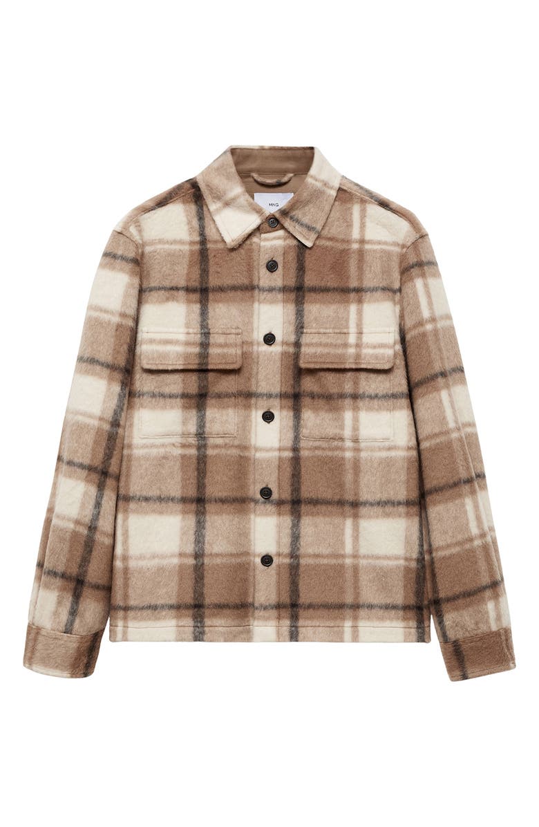 MANGO Textured Check Flannel Overshirt, Alternate, color, 