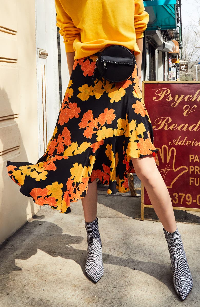 Topshop Printed Midi Skirt, Alternate, color, 