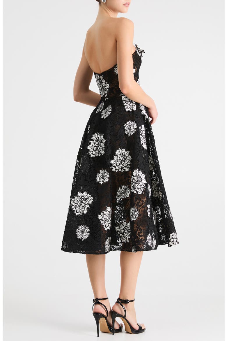 Cassandra Strapless Guipure Lace Dress, Alternate, color, BLACK/ WHITE