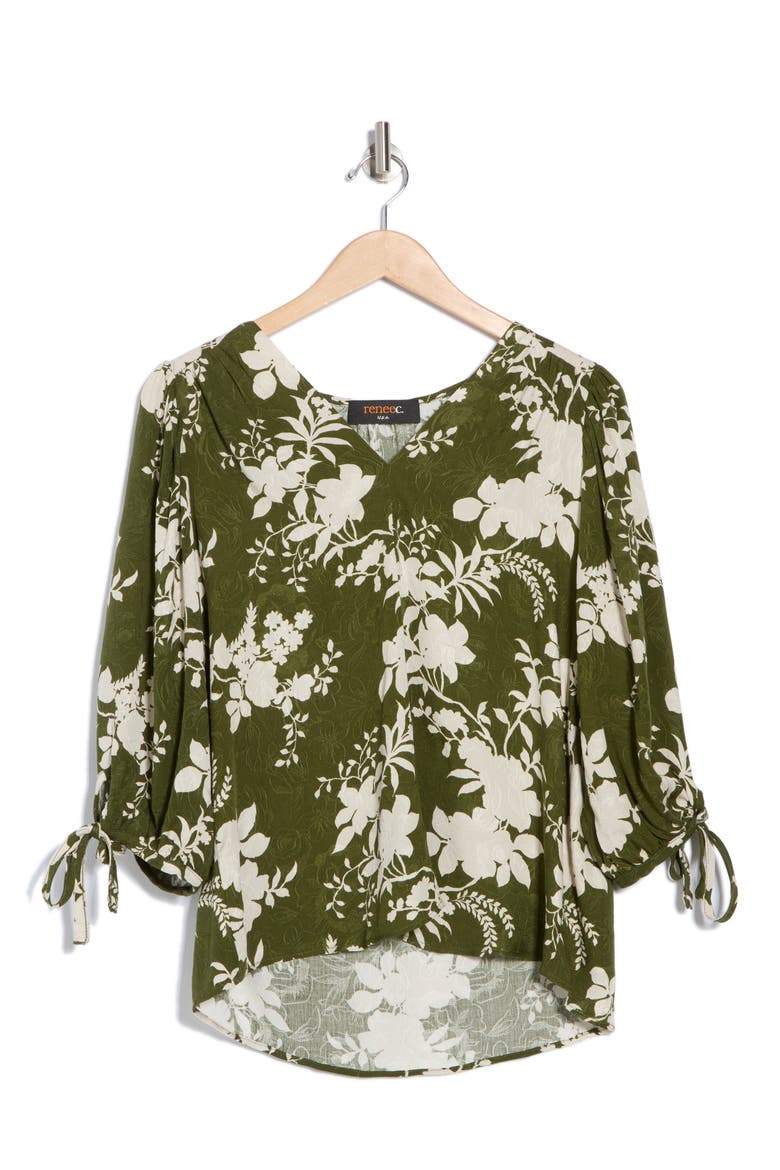 Jacquard Floral Top, Alternate, color, OLIVE