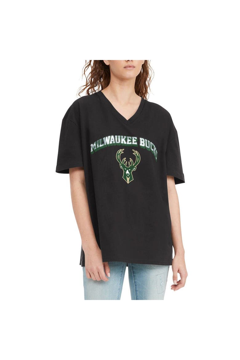 Women's Tommy Jeans Black Milwaukee Bucks Ashley V-Neck T-Shirt, Main, color, Black