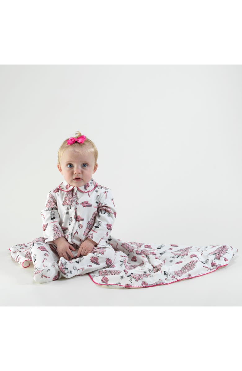 Rachel Riley Eloise Christmas Tree Footie Gift Set, Alternate, color, Pink