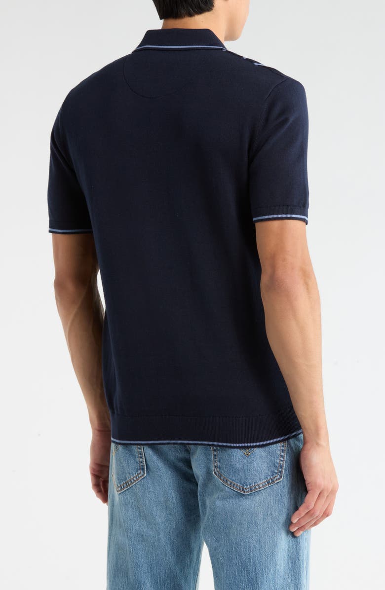 DENIM AND FLOWER Quarter Zip Knit Polo, Alternate, color, Navy