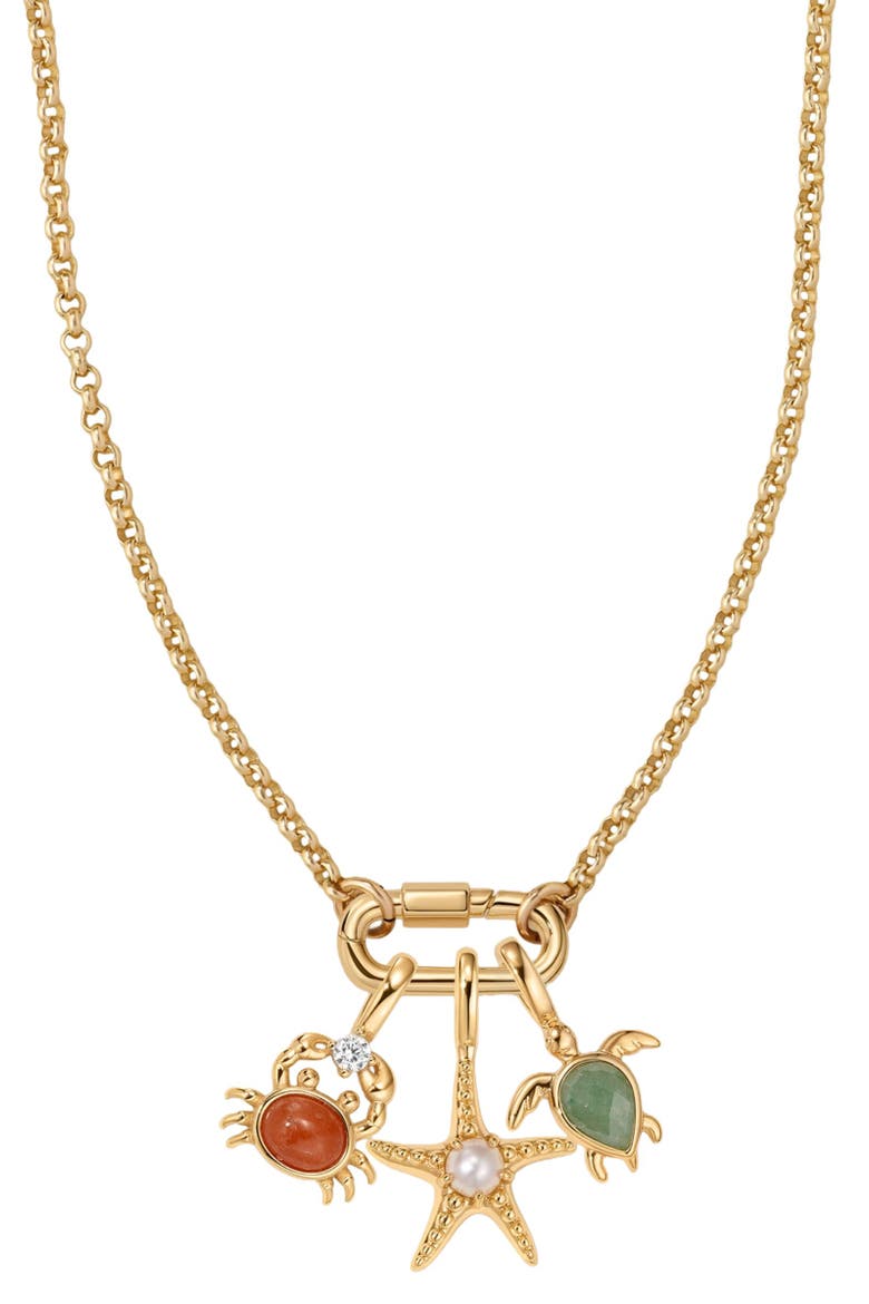 Low Tide Charm Necklace Set, Main, color, Gold Vermeil