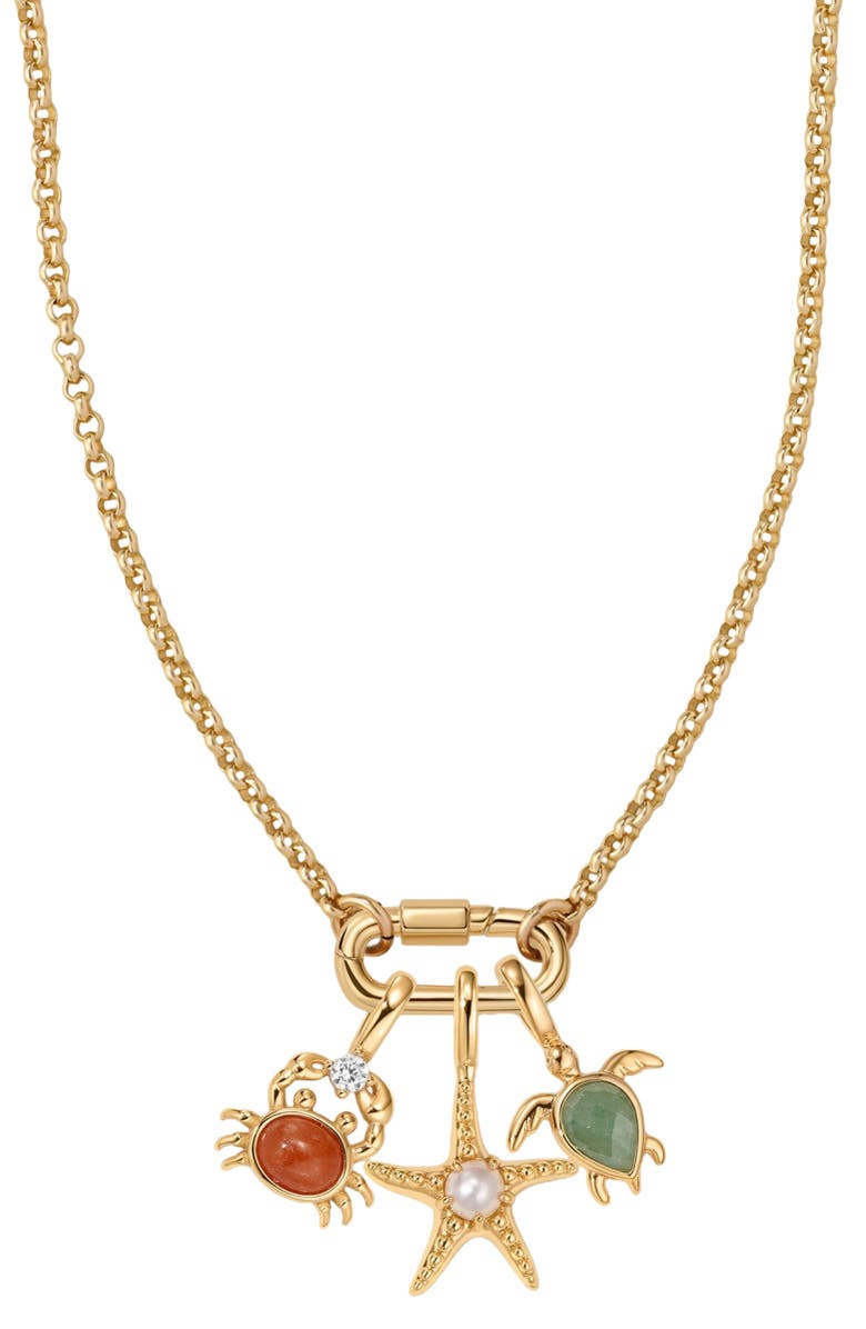 MADE BY MARY Low Tide Charm Necklace Set, Main, color, Gold Vermeil