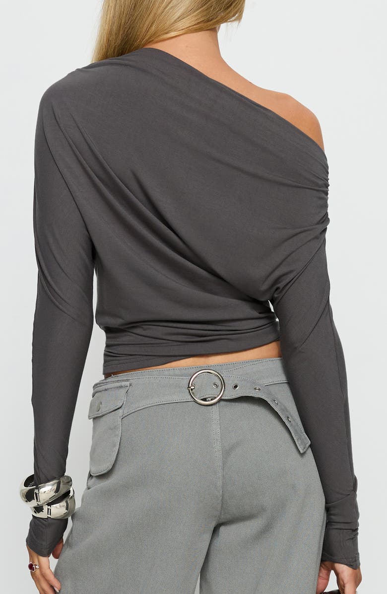 Princess Polly Party Hour Ruched One-Shoulder Long Sleeve Top, Alternate, color, 