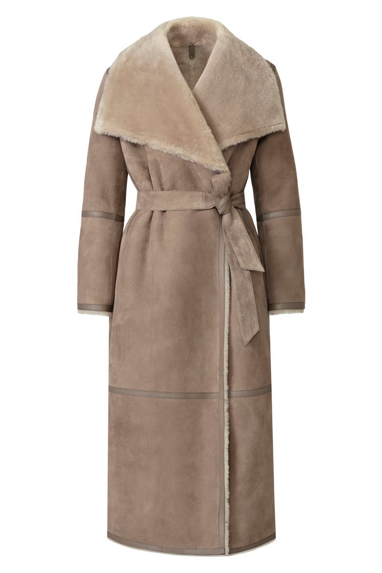 Marian Reversible Genuine Shearling Wrap Coat, Alternate, color, TRUFFLE-TAUPE