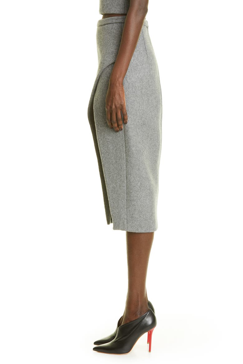 Open Front Boiled Wool Blend Pencil Skirt, Alternate, color, HEATHER GREY
