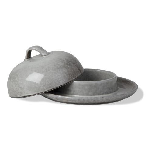 Tag Stinson Light Gray Ceramic Brie Baker And Serving Platter In Gray