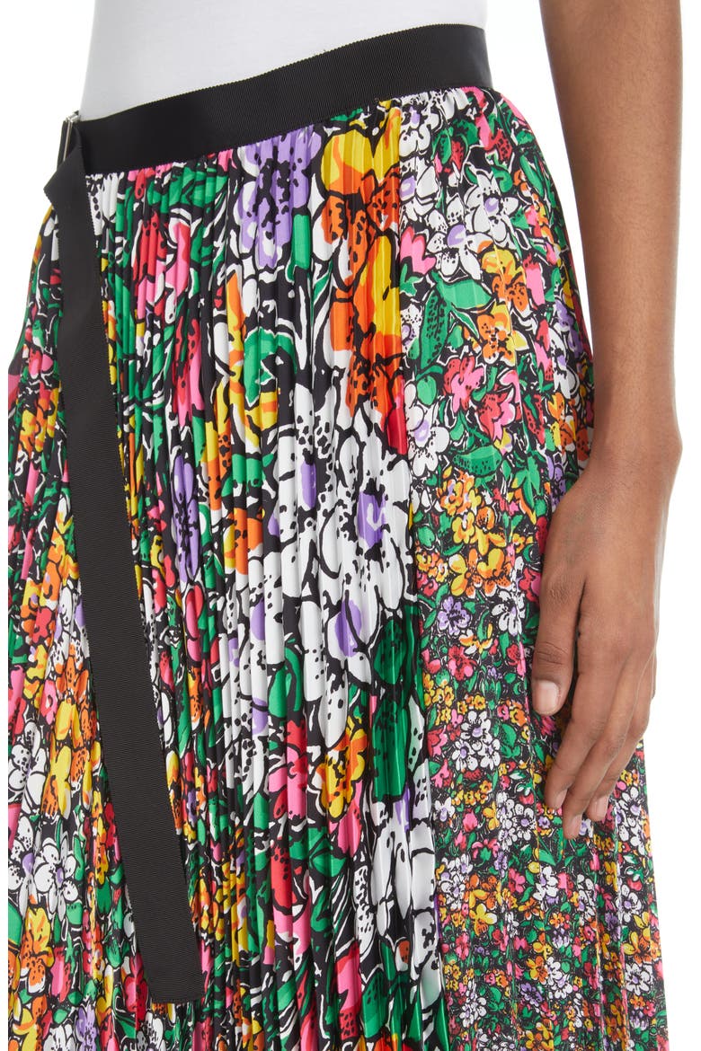 Pleated Mixed Floral Print Skirt, Alternate, color, YELLOW/ WHITE MULTI