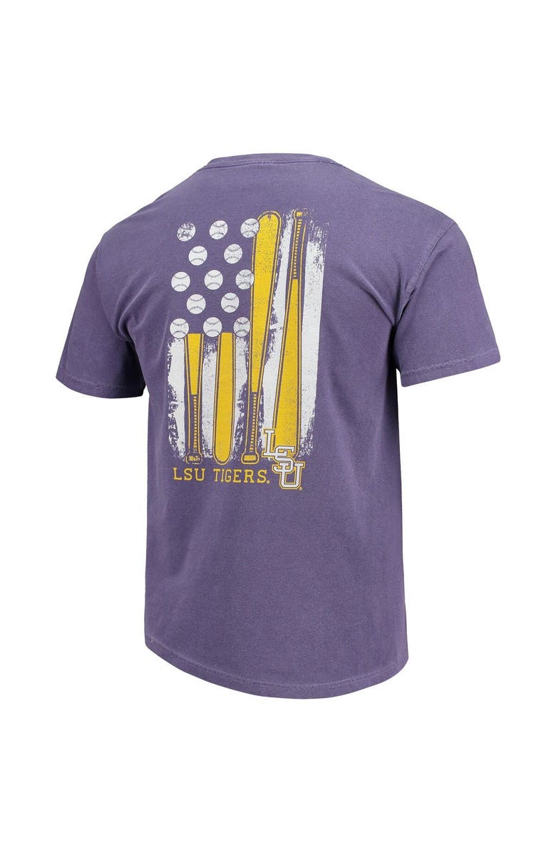IMAGE ONE Men's Purple LSU Tigers Baseball Flag Comfort Colors T-Shirt, Alternate, color, 