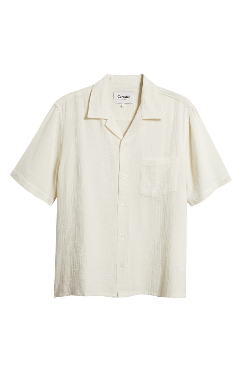 Corridor Double Cloth Short Sleeve Button-Up Shirt, Main, color, Natural
