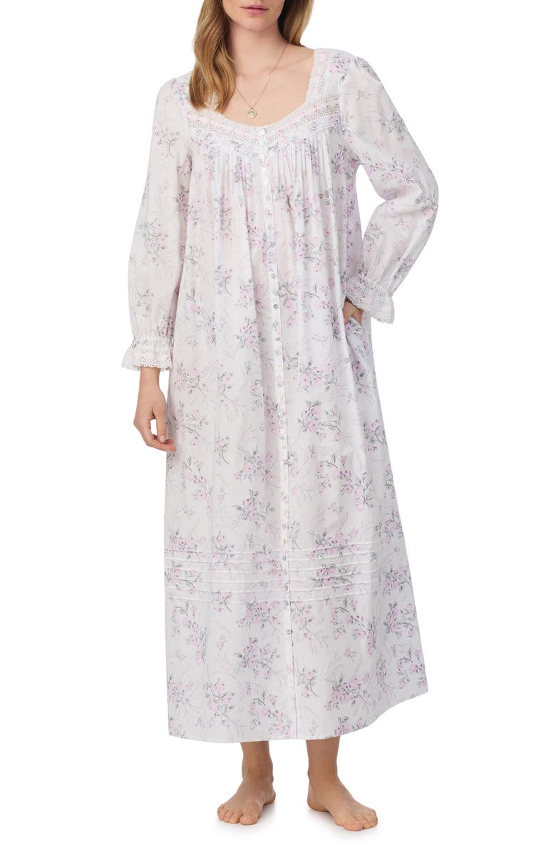 Eileen West Long Sleeve Cotton Lawn Nightgown, Alternate, color, Rosbudpt