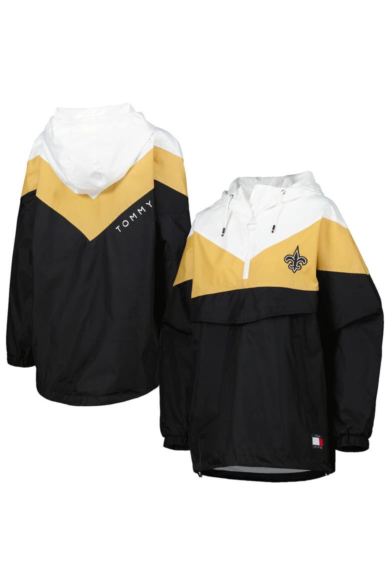 Women's Tommy Hilfiger White/Gold New Orleans Saints Staci Half-Zip Hoodie Windbreaker Jacket, Main, color, White