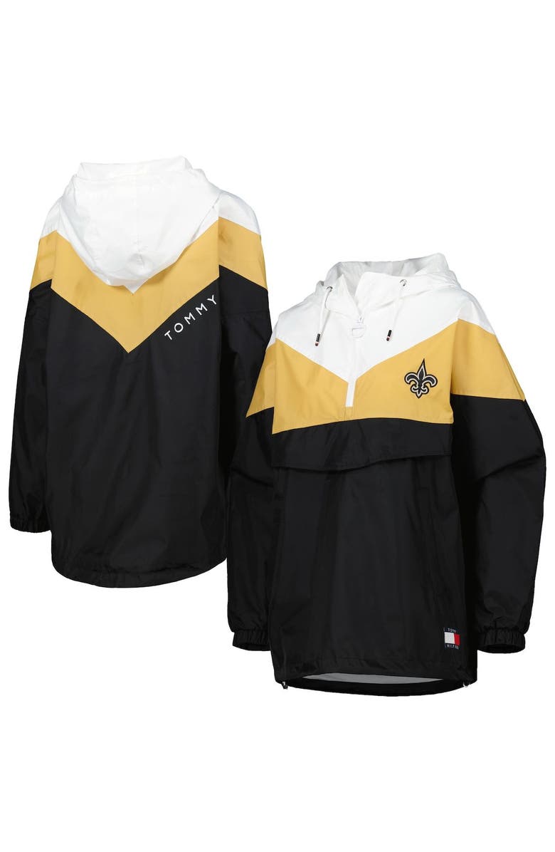 Tommy Hilfiger Women's Tommy Hilfiger White/Gold New Orleans Saints Staci Half-Zip Hoodie Windbreaker Jacket, Main, color, White