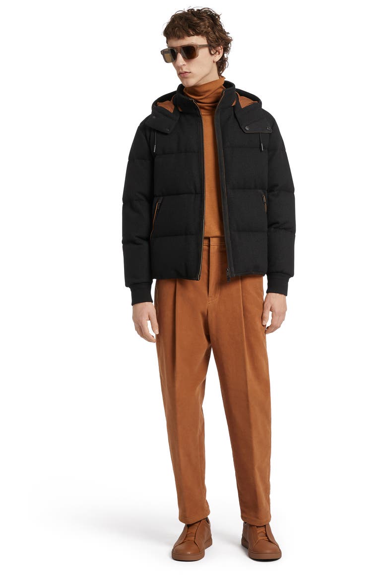 Oasi Channel Quilted Cashmere Down Jacket, Alternate, color, BROWN