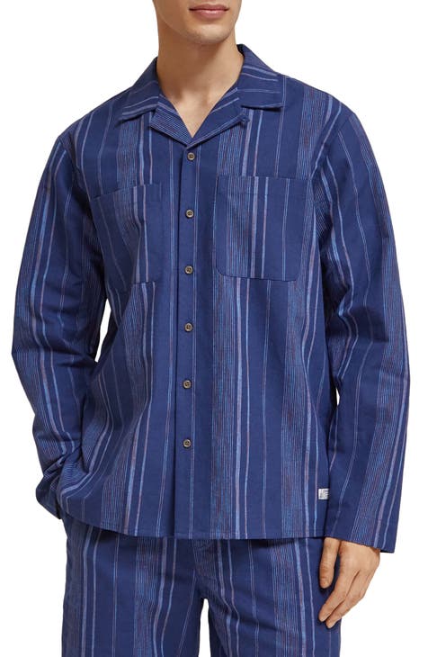 Space Dye Stripe Button-Up Shirt