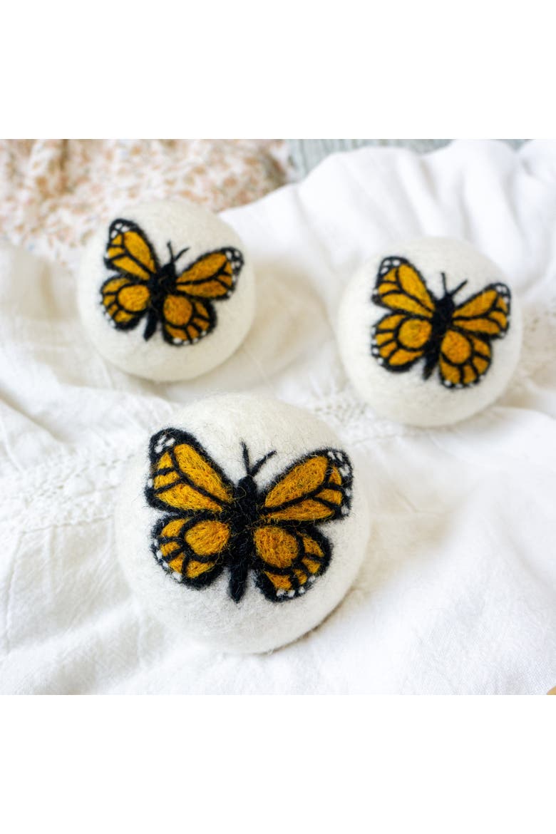 Wool Dryer Balls XL Set of 3, Alternate, color, Monarch Butterfly