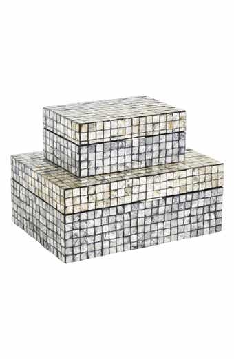 UMA Contemporary Set of 2 Decorative Mother of Pearl Boxes