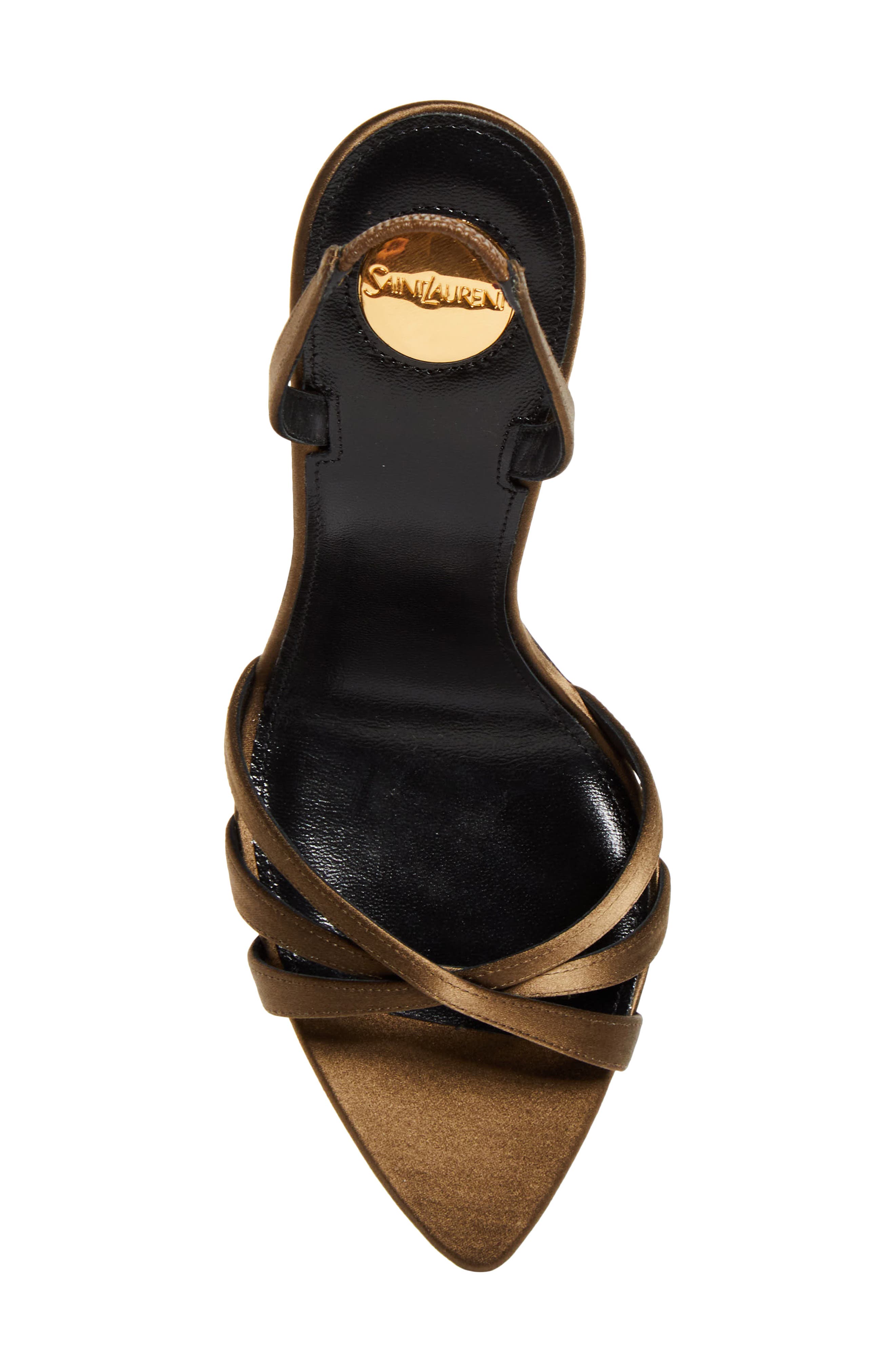 Saint Laurent Kate Pointed Toe Slingback Sandal, Alternate, color, Brown