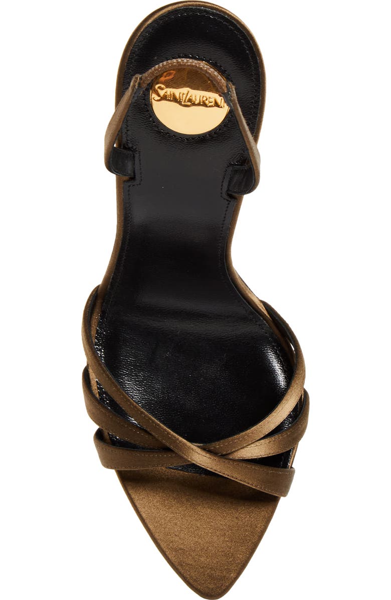 Saint Laurent Kate Pointed Toe Slingback Sandal, Alternate, color, Brown