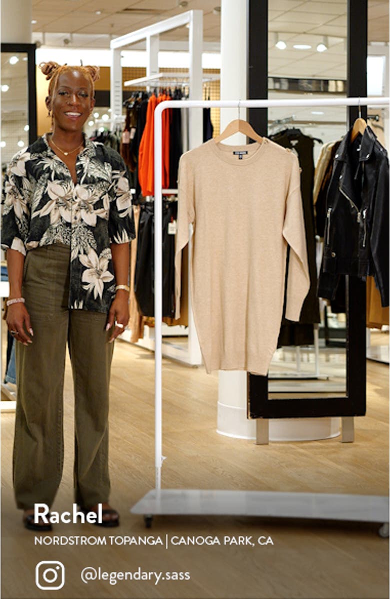 Madelyn Button Shoulder Long Sleeve Sweater Dress, sales video thumbnail