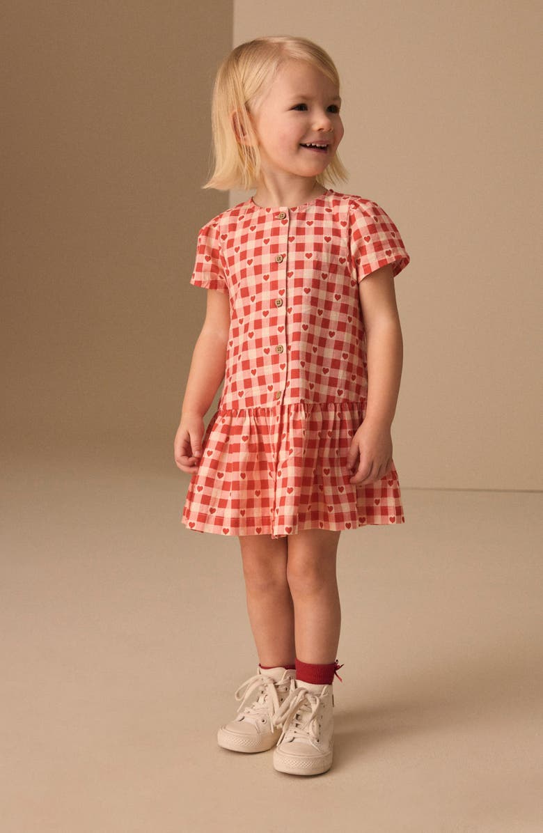 NEXT Kids' Gingham Heart Cotton Dress, Alternate, color, Red