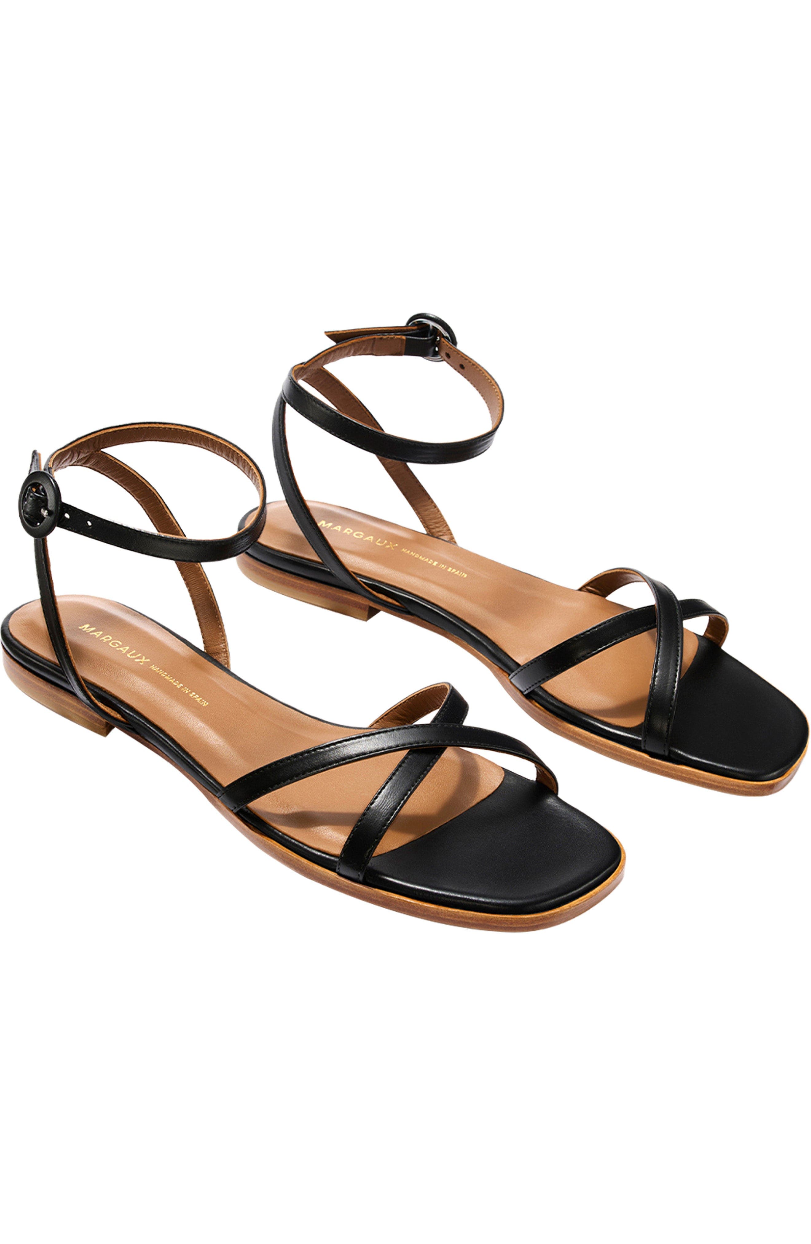 The Flat Sandal, Alternate, color, Black Nappa