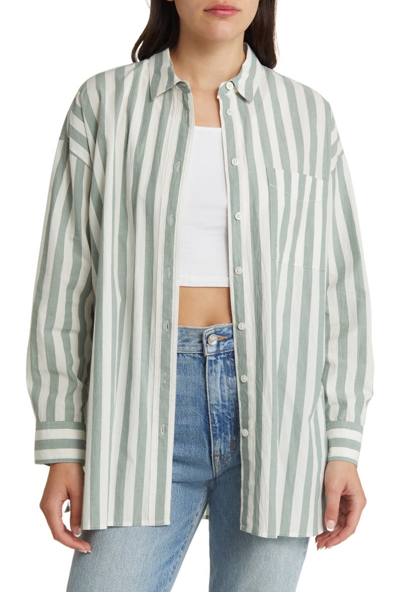Signature Oversize Button-Up Shirt, Main, color, SIMPLY SAGE