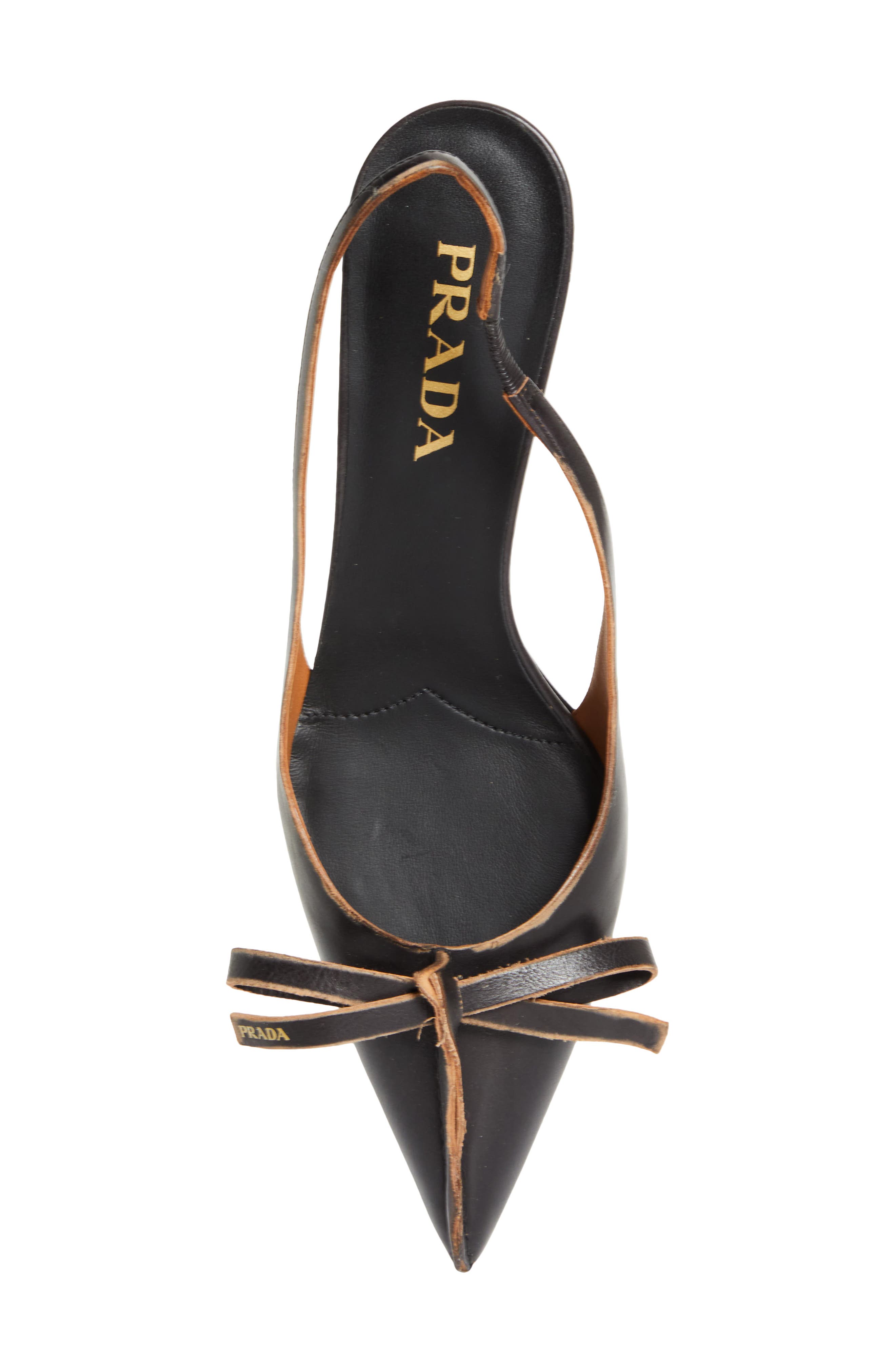 Prada Exposed Seam Slingback Pump, Alternate, color, Nero Cuoio