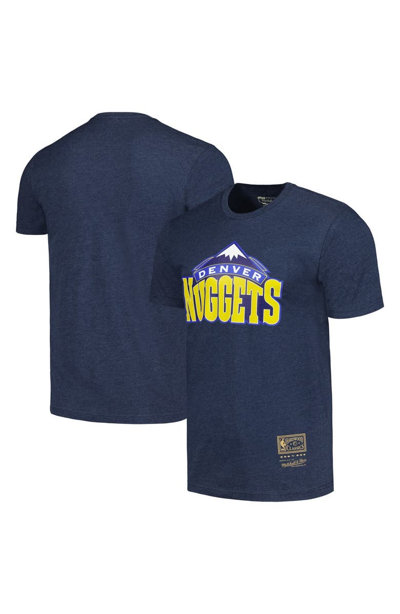 Mitchell & Ness Unisex Mitchell & Ness Navy Denver Nuggets Hardwood Classics MVP Throwback Logo T-Shirt, Main, color,