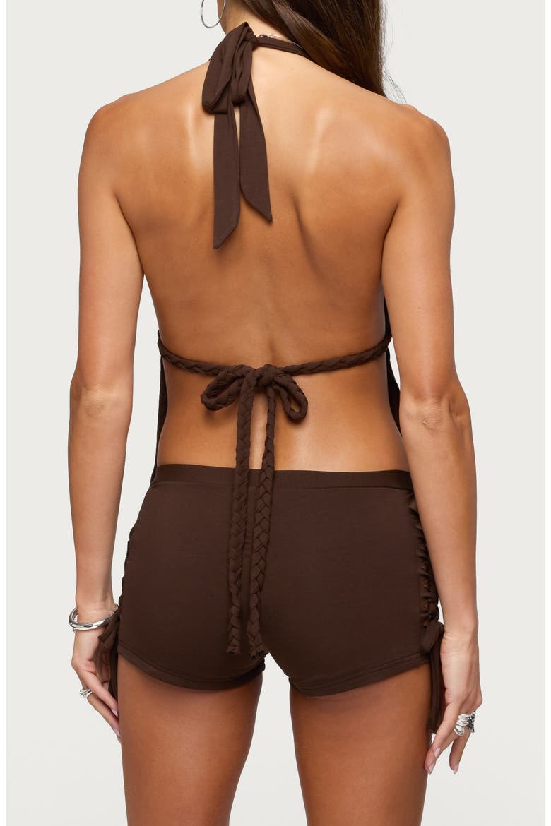 Jilly Braided Open Back Halter Top, Alternate, color, BROWN