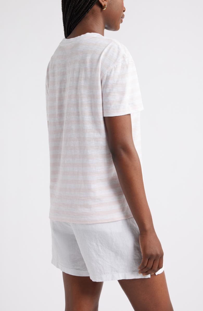 Caslon<sup>®</sup> Stripe Embroidered Script Cotton Graphic T-Shirt, Alternate, color, Pink- White Capri