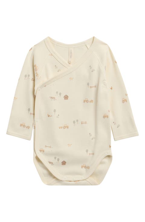 Farm Print Long Sleeve Stretch Cotton Bodysuit (Baby)