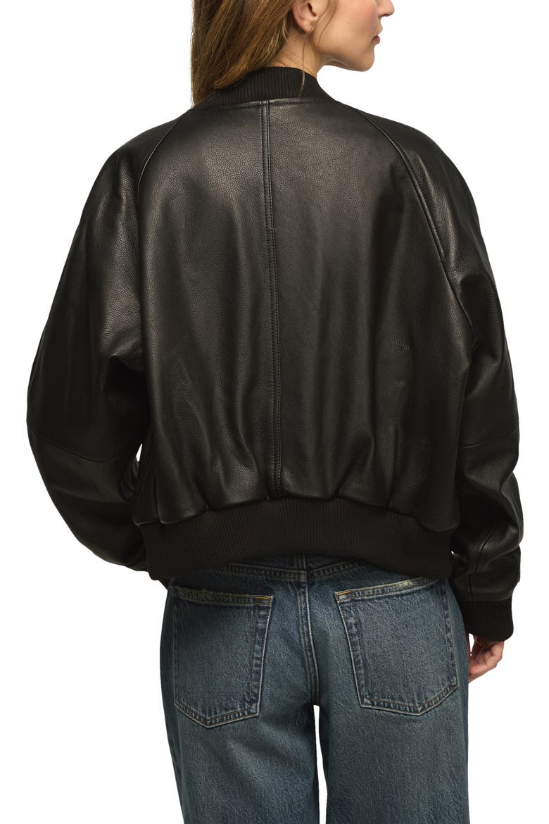 Leather Bomber Jacket, Alternate, color, 001 BLACK